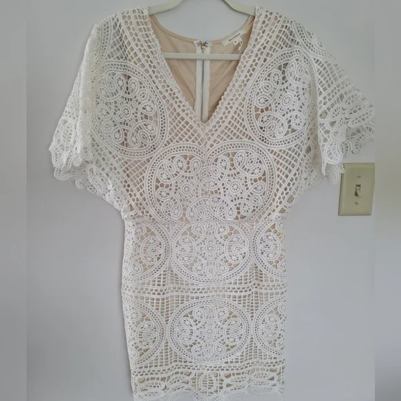 Soieblu Lace Dress Cream Sz M - Picture 3 of 10